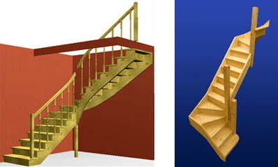 Деревянные лестницы, смоделированные на компьютере
