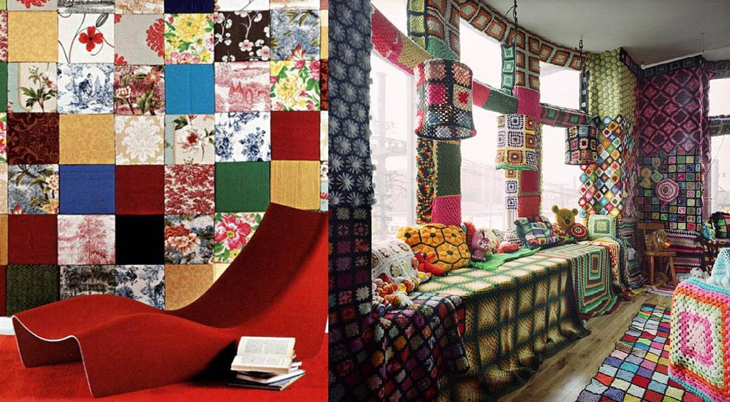 Декор стен текстилем и вязанием
