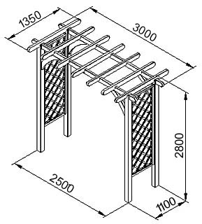 Размеры садовой перголы-шпалеры под вьющиеся растения