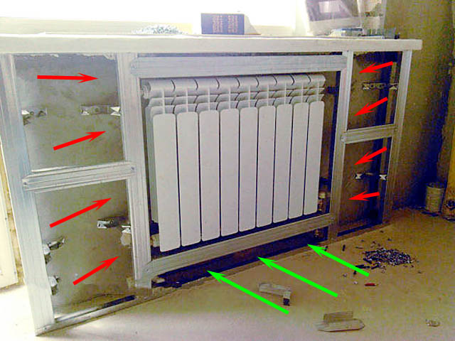 Устройство каркаса короба из гипсокартона для батареи отопления